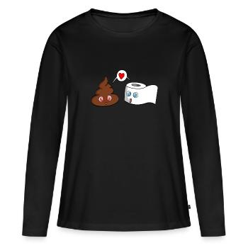 Caca et papier toilette, amitié - T-shirt manches longues Premium bio Femme - noir - Devant - Julia (174cm)