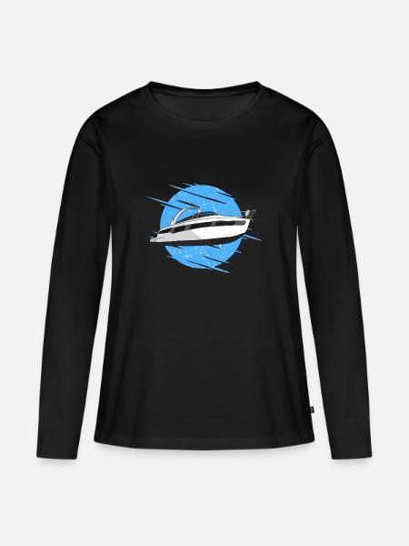 Motorboot - Frauen Premium Bio Langarmshirt - Schwarz