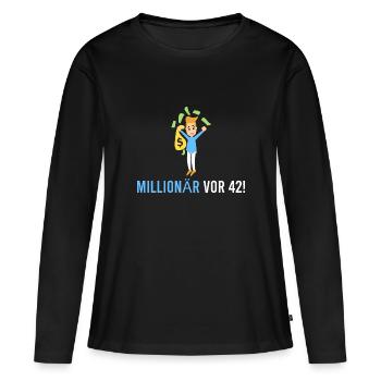 Millionnaire il y a 42 ans! - T-shirt manches longues Premium bio Femme - noir - Devant - Julia (174cm)