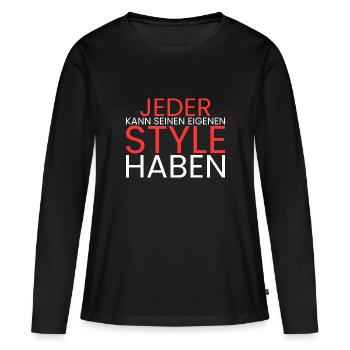 Jeder kann seinen Style haben - Frauen Premium Bio Langarmshirt - Schwarz - Vorne - Julia (174cm)