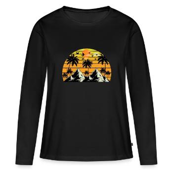 Retro Birding Sunset Vintage Bird Sunrise - T-shirt manches longues Premium bio Femme - noir - Devant - Julia (174cm)