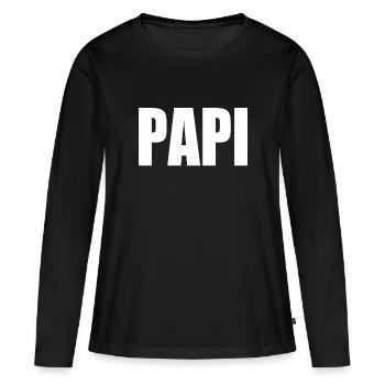 Papi - T-shirt manches longues Premium bio Femme - noir - Devant - Julia (174cm)