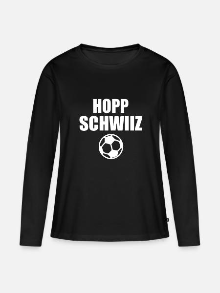 Hopp schwiiz - Frauen Premium Bio Langarmshirt - Schwarz