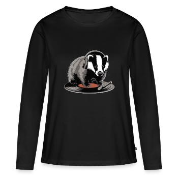 blaireau musical - T-shirt manches longues Premium bio Femme - noir - Devant - Julia (174cm)