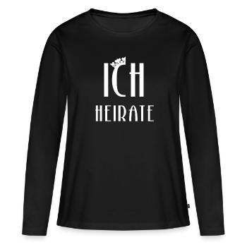JGA - J’épouse la mariée - enterrement de vie de garçon - T-shirt manches longues Premium bio Femme - noir - Devant - Julia (174cm)