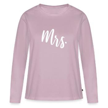 Mr &Mrs Couples - T-shirt manches longues Premium bio Femme - rose poudré - Devant - Julia (174cm)