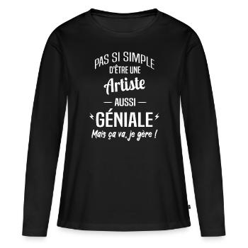 Artiste - T-shirt manches longues Premium bio Femme - noir - Devant - Julia (174cm)