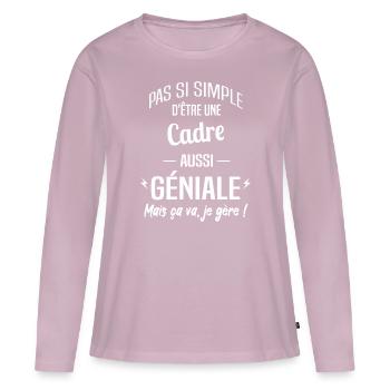 Cadre - T-shirt manches longues Premium bio Femme - rose poudré - Devant - Julia (174cm)