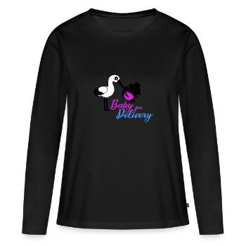 Naissance, bébé pour l'accouchement - naissance + accouchement - T-shirt manches longues Premium bio Femme - noir - Devant - Julia (174cm)