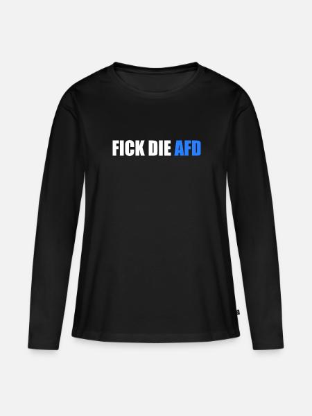 Fick die afd - Frauen Premium Bio Langarmshirt - Schwarz