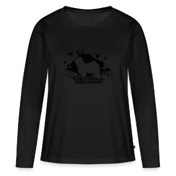 TIBET TERRIER Hund Hunde Rassehund Wilsigns - Frauen Premium Bio Langarmshirt - Schwarz - Vorne - Julia (174cm)