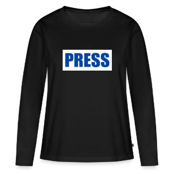 Press - T-shirt manches longues Premium bio Femme - noir - Devant - Julia (174cm)