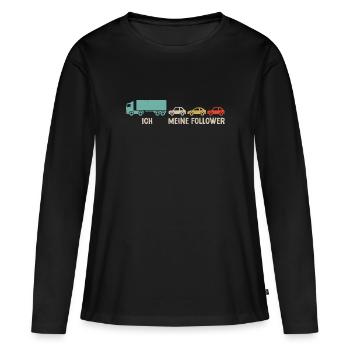 LKW Fahrer Meine Follower Fernfahrer - Frauen Premium Bio Langarmshirt - Schwarz - Vorne - Julia (174cm)
