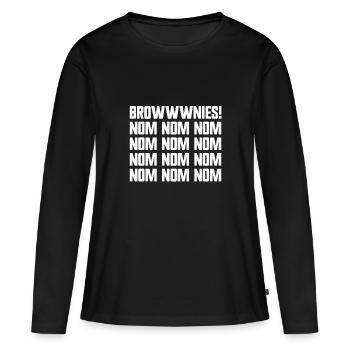 Brownies Nom Nom Nom Brownie Eater Brownie - T-shirt manches longues Premium bio Femme - noir - Devant - Julia (174cm)