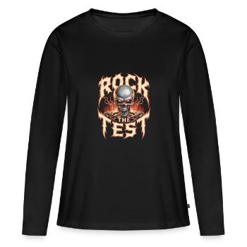 Rock The Test Drôle Journée de test Motivation The Test - T-shirt manches longues Premium bio Femme - noir - Devant - Julia (174cm)