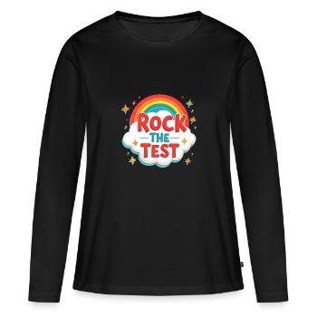 Rock The Test Drôle Journée de test Motivation The Test - T-shirt manches longues Premium bio Femme - noir - Devant - Julia (174cm)