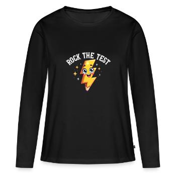 Rock The Test Drôle Journée de test Motivation The Test - T-shirt manches longues Premium bio Femme - noir - Devant - Julia (174cm)