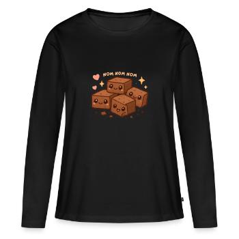 Brownies Nom Nom Nom Brownie Eater Brownie - T-shirt manches longues Premium bio Femme - noir - Devant - Julia (174cm)