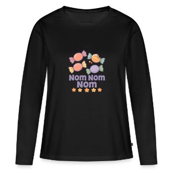 Candy Nom Nom Nom Süßigkeitenesser Süßigkeiten - Frauen Premium Bio Langarmshirt - Schwarz - Vorne - Julia (174cm)