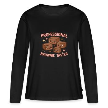 Brownie professionnel Dégustation de Brownie - T-shirt manches longues Premium bio Femme - noir - Devant - Julia (174cm)