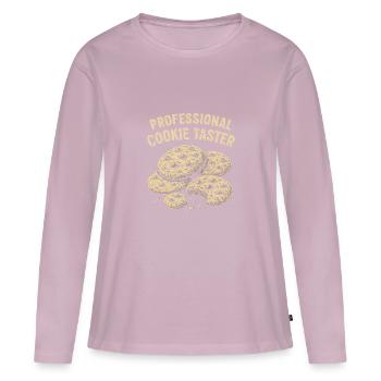 Dégustateur de cookies professionnel - T-shirt manches longues Premium bio Femme - rose poudré - Devant - Julia (174cm)