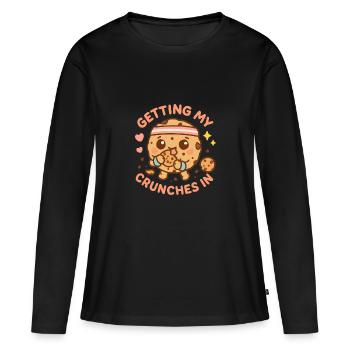 Mes crunchs dans la salle de sport font drôle ke - T-shirt manches longues Premium bio Femme - noir - Devant - Julia (174cm)
