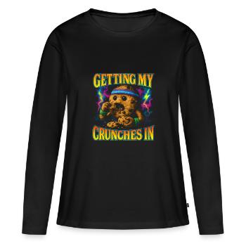 Mes crunchs dans la salle de sport font drôle ke - T-shirt manches longues Premium bio Femme - noir - Devant - Julia (174cm)