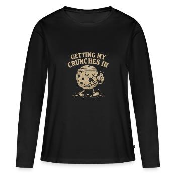 Mes crunchs dans la salle de sport font drôle ke - T-shirt manches longues Premium bio Femme - noir - Devant - Julia (174cm)