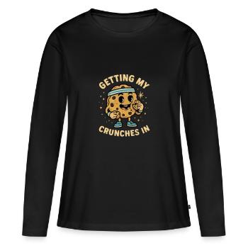 Mes crunchs dans la salle de sport font drôle ke - T-shirt manches longues Premium bio Femme - noir - Devant - Julia (174cm)