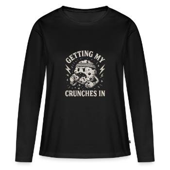 Mes crunchs dans la salle de sport font drôle ke - T-shirt manches longues Premium bio Femme - noir - Devant - Julia (174cm)