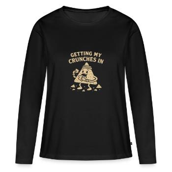 Mes crunchs de gym font du chi amusant - T-shirt manches longues Premium bio Femme - noir - Devant - Julia (174cm)