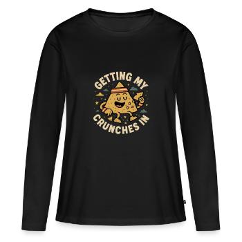 Mes crunchs de gym font du chi amusant - T-shirt manches longues Premium bio Femme - noir - Devant - Julia (174cm)