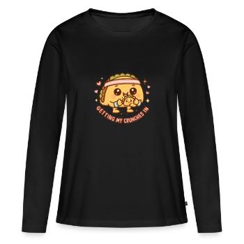 Mes crunchs dans la salle de sport font drôle Ta - T-shirt manches longues Premium bio Femme - noir - Devant - Julia (174cm)