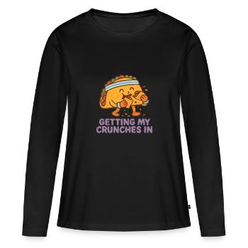Mes crunchs dans la salle de sport font drôle Ta - T-shirt manches longues Premium bio Femme - noir - Devant - Julia (174cm)