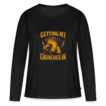 Mes crunchs dans la salle de sport font drôle Ta - T-shirt manches longues Premium bio Femme - noir - Devant - Julia (174cm)
