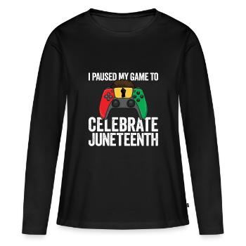 J’ai mis mon jeu en pause pour finir le Juneteenth - T-shirt manches longues Premium bio Femme - noir - Devant - Julia (174cm)