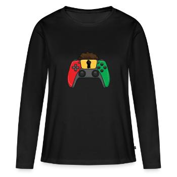 Gamer manette de jeu vidéo garçons adolescent Junete - T-shirt manches longues Premium bio Femme - noir - Devant - Julia (174cm)