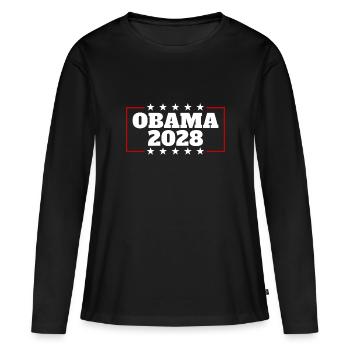 Obama 2028 Obama '28 Président Barack Obama 2028 - T-shirt manches longues Premium bio Femme - noir - Devant - Julia (174cm)