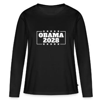 Obama 2028 Obama '28 Président Barack Obama 2028 - T-shirt manches longues Premium bio Femme - noir - Devant - Julia (174cm)