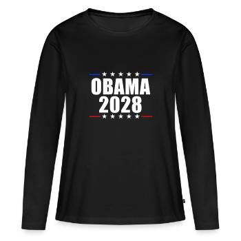 Obama 2028 Obama '28 Président Barack Obama 2028 - T-shirt manches longues Premium bio Femme - noir - Devant - Julia (174cm)