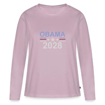 Obama 2028 Obama '28 Président Barack Obama 2028 - T-shirt manches longues Premium bio Femme - rose poudré - Devant - Julia (174cm)