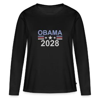 Obama 2028 Obama '28 Président Barack Obama 2028 - T-shirt manches longues Premium bio Femme - noir - Devant - Julia (174cm)