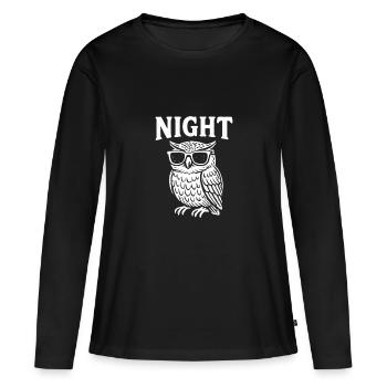 Nachteule Lustige Eulenliebhaberin Nachteule - Frauen Premium Bio Langarmshirt - Schwarz - Vorne - Julia (174cm)