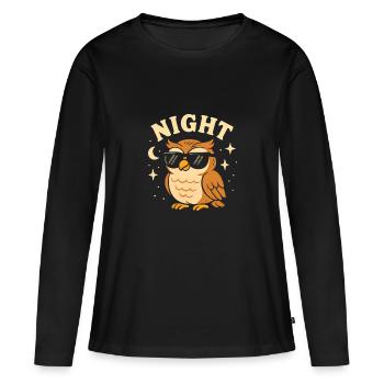 Nachteule Lustige Eulenliebhaberin Nachteule - Frauen Premium Bio Langarmshirt - Schwarz - Vorne - Julia (174cm)