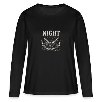 Nachteule Lustige Eulenliebhaberin Nachteule - Frauen Premium Bio Langarmshirt - Schwarz - Vorne - Julia (174cm)