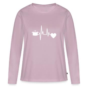 Cuisine pot pouls boulanger coeur cuisine cuisinier - T-shirt manches longues Premium bio Femme - rose poudré - Devant - Julia (174cm)