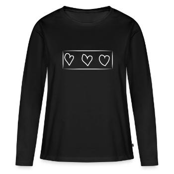 Three Hearts Heart Rectangle - Women's Premium Organic Long Sleeve Shirt - black - Front - Julia (174cm)