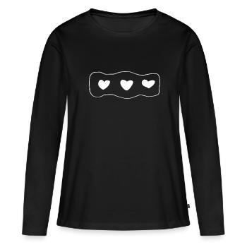 Trois Coeurs Symbole Forme D’amour - T-shirt manches longues Premium bio Femme - noir - Devant - Julia (174cm)