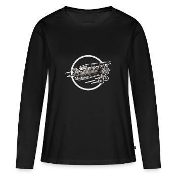 Avion Avion - T-shirt manches longues Premium bio Femme - noir - Devant - Julia (174cm)