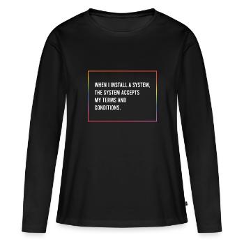 Wenn ich ein System installiere... - Frauen Premium Bio Langarmshirt - Schwarz - Vorne - Julia (174cm)